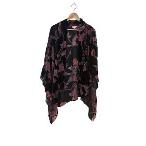 Velvet Burnout Kimono Floral Boho Sheer Duster Festival Whimsgoth 90s Style